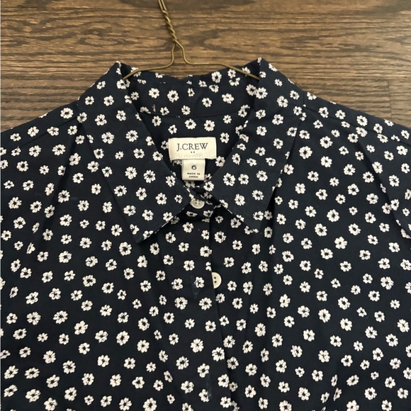 J. Crew Navy and White Cotton Shirt Dress 6 - Picture 2 of 2